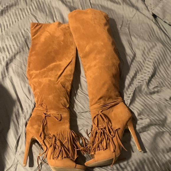 Fringe Knee High Boots - Picture 2 of 2